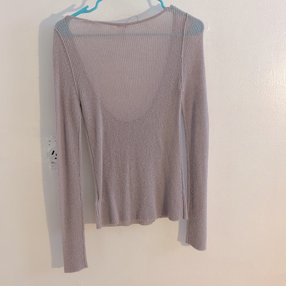Free People, longsleeve, sheer sweater, plunging neckline, go out and wow them👀 - Picture 4 of 7